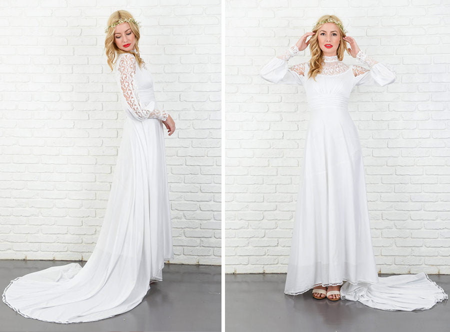 bohemian-vintage-wedding-dress-etsy-floral-lace-train
