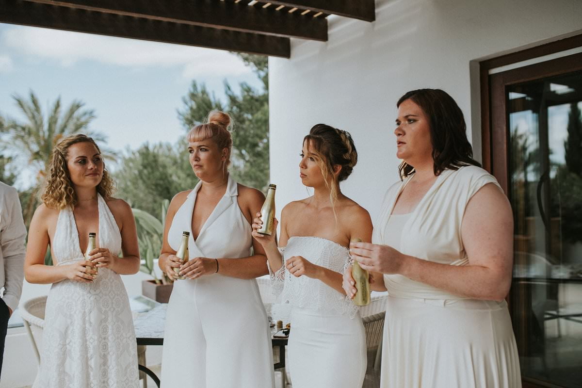 bridesmaids in white 